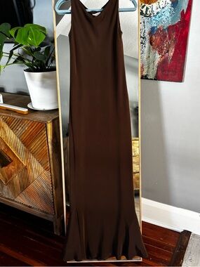 100% Silk Chocolate Brown evening dress